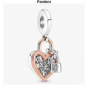 Pandora Two-Tone Heart Lock Charm